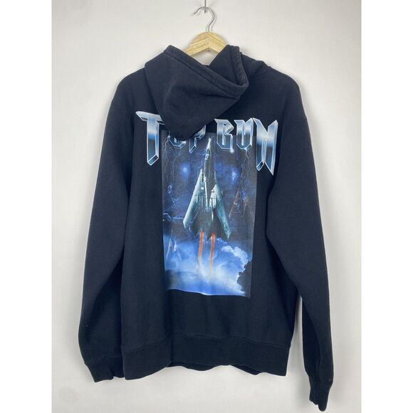 Top Gun Hoodie Sweatshirt Men's L Black Pullover Heavy Graphic Print Embroidered - Picture 2 of 4